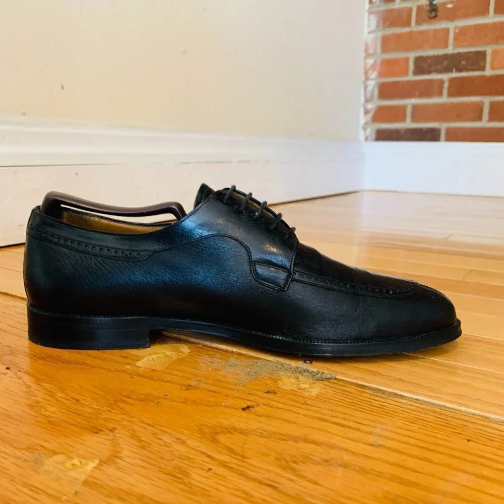 Mezlan Split-Toe Oxford Dress Shoes Black Men Size 8.5 M Made In Italy